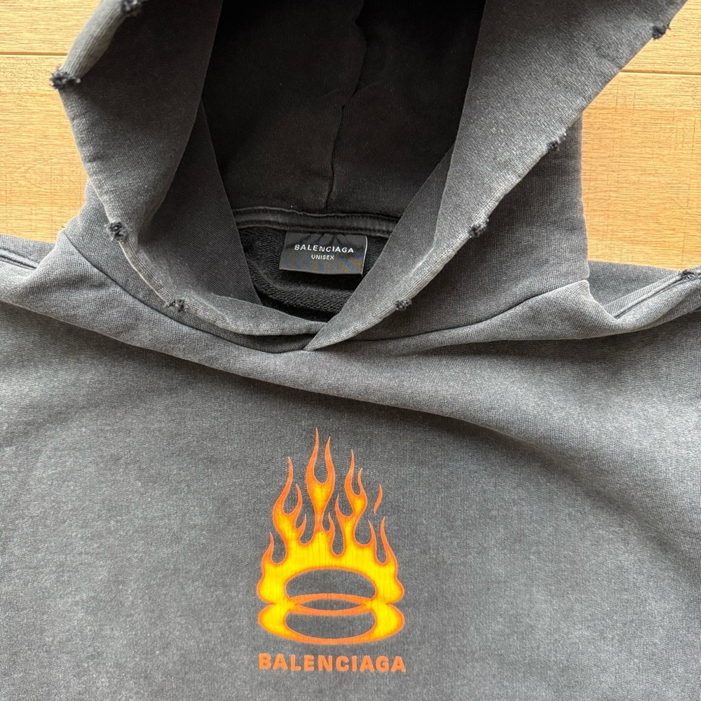 Balenciaga Flame Burning Unity Pullover Faded Bla… - image 3